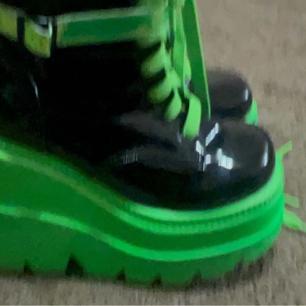 Demonia women Neon Green and Black Boots